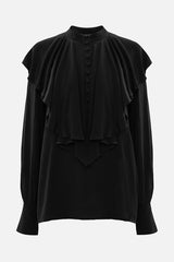 Court-style Draped Ruffled Elegant Chiffon Blouse
