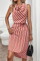 Unique Print Draped Front Neck Asymmetric Hem Mini Dress