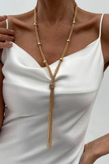 Simple Y-shaped Metal Tassel Chain Necklace