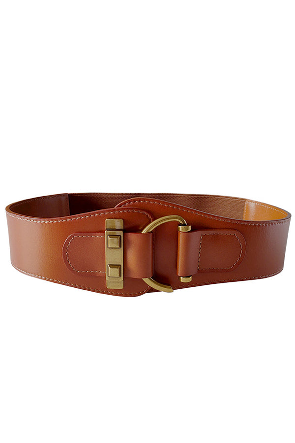 Retro Style Waist-hugging Wide Leather Belt