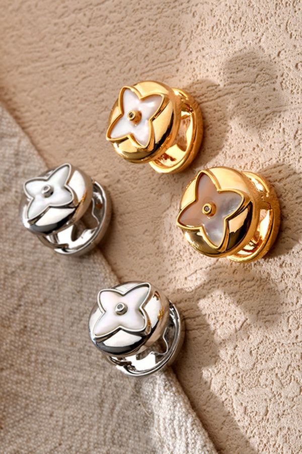 Fashionable Shell Light Luxury Metal Button Earrings