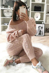 Elevated Comfort Cable Sweater +Slim Fit Pants Set