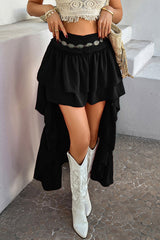 Bohemian Holiday Casual Pleated Patchwork Mini Skirt