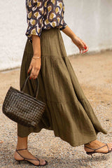 Solid Color Splicing Casual Vacation Maxi Skirt