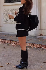 Fashionable Contrast Color Long Sleeve Button-decorated Casual Jacket