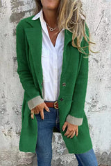 Fashion Lapel Pocket Single-breasted Casual Mid-length Coat