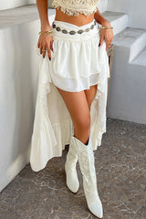 Bohemian Holiday Casual Pleated Patchwork Mini Skirt
