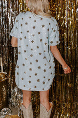 Stars Shine Sequin Puff Sleeve Loose Mini Dress