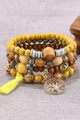 Bohemian Multi-layered Wood Beaded Bracelet