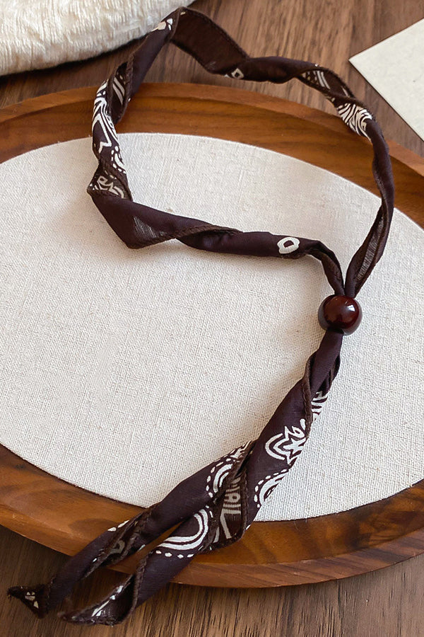 Vintage Pull-out Silk Scarf Beaded Necklace