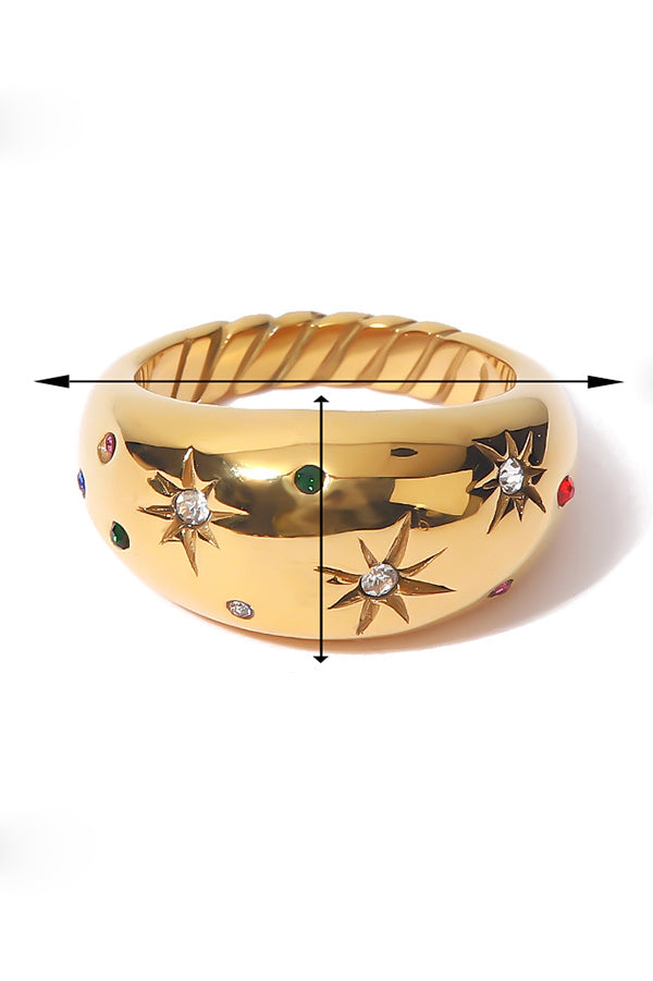Fashionable Inlaid Zircon Stainless Steel Gold-plated Ring