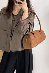 Vintage Suede Baguette Shoulder Bag