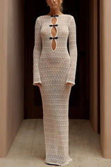 Sexy Backless Long-sleeved Knitted Slim-fit Maxi Dress