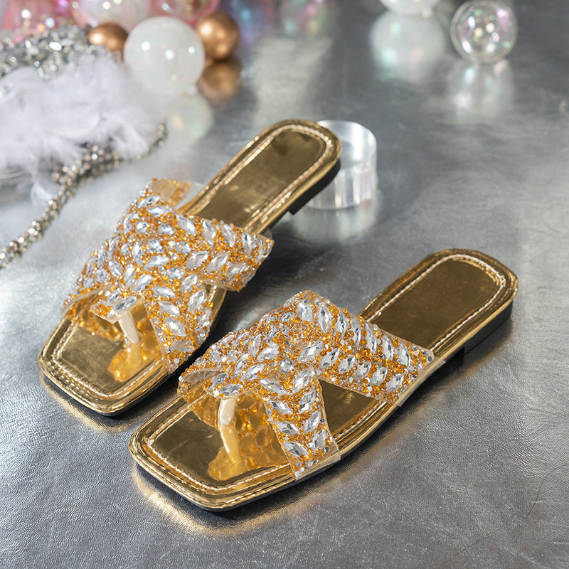 Fashion Rhinestone Wear outside Flat Sandals