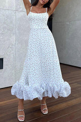 Spotlight Delight Floral Print Flounce Bustier Banquet Party Midi Dress