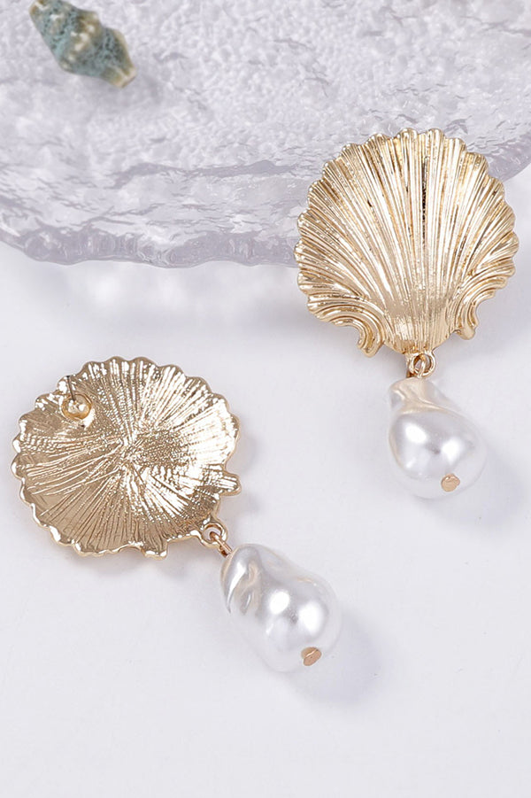 Fashionable Light Luxury Alloy Scallop Imitation Pearl Earrings