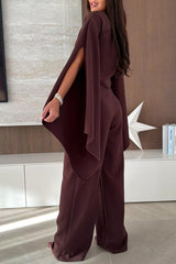 City Atelier Bell Slit Sleeve Top and High Rise Pocket Wide Leg Pants Set