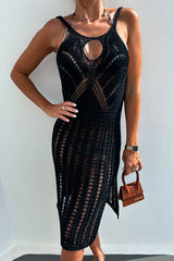 Weekends By The Coast Knit Front Cutout Slit Beach Midi Dress