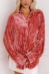 Solid Color Velvet Light-sensitive Drape Loose Shirt