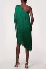 Fashion One-shoulder Slim-fit Elegant Tassel Mini Dress