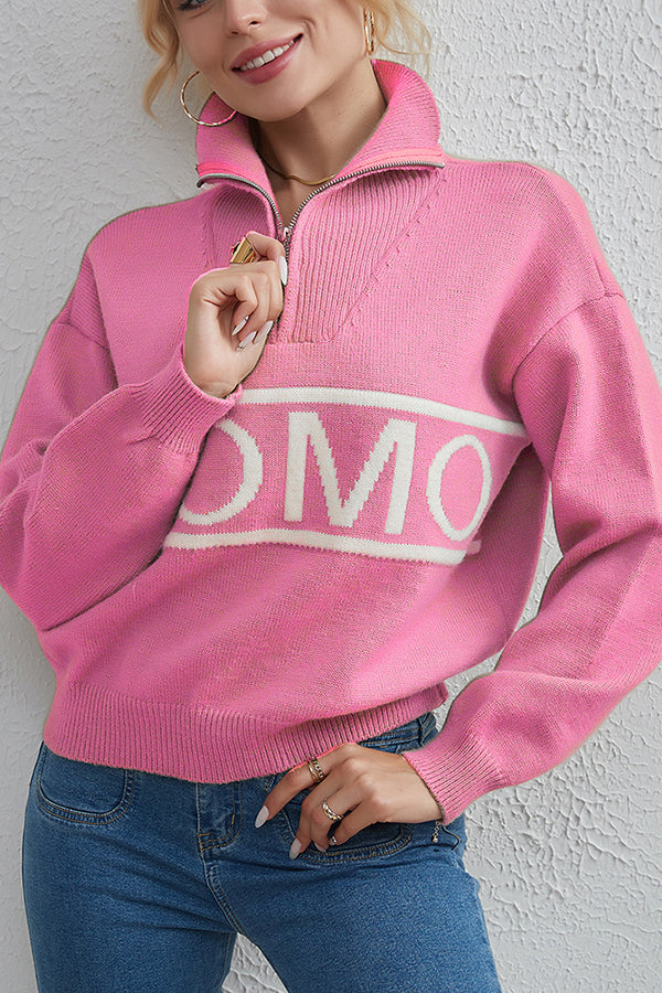 women's design letter knit sweater