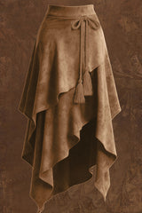 Fashionable Irregular Tie-up Tassel Embellishment Casual Midi Skirt