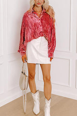 Solid Color Velvet Light-sensitive Drape Loose Shirt