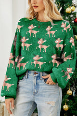 Christmas Deer Loose Round Neck Long Sleeve Knitted Sweater