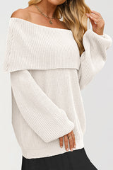 Solid Color Loose Off-shoulder Long-sleeved Casual Knit Sweater