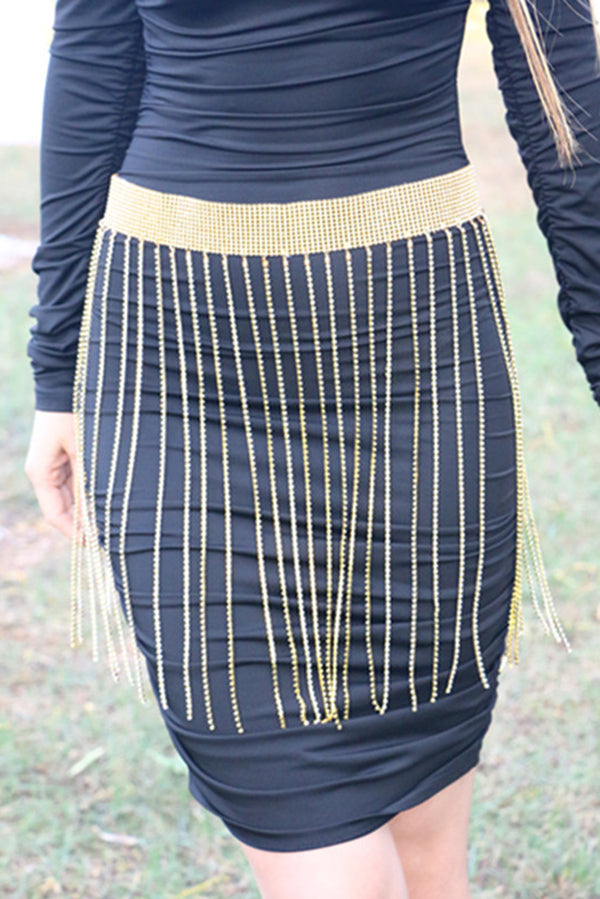 Fashionable Tassel Rhinestone Chain Waist Necklace