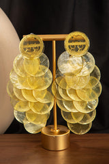 Resort Style Colorful Round Shell Tassel Earrings