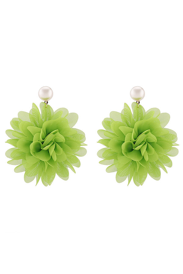 Fashion Holiday Fabric Floral Pearl Earrings