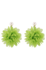 Fashion Holiday Fabric Floral Pearl Earrings