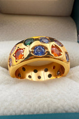 Multicolor Diamond-studded Stainless Steel Ring