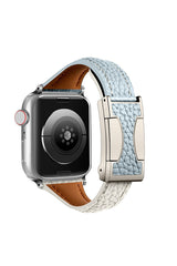 Fashionable Genuine Leather Lychee Pattern Double C Magnetic Buckle Watch Strap