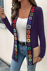 Bohemian Style Floral Edge Long Sleeve Casual Knitted Cardigan