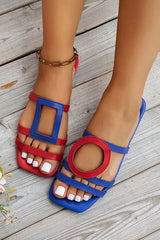 Fashionable and Casual Color-blocked Simple Flat Sandals