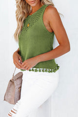 Solid Color Se Hollow Fringed Sweater