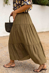 Solid Color Splicing Casual Vacation Maxi Skirt