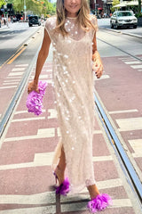 Like Gelato Sheer Large Sequin Short Sleeve Cover-up Maxi Dress