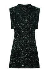 Fashionable Sequined Round Neck Sleeveless Slim-fit Mini Dress