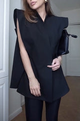 Fashionable Pioneer Stand V-neck Split Sleeve Loose Blazer