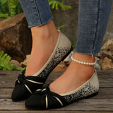 Fashionable Bow Colorblock Casual Flats
