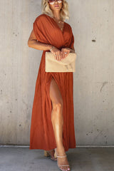 Reina Batwing Slit Vacation Maxi  Dress