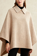 Solid Color Lapel Casual Loose Mid-length Cape Shawl