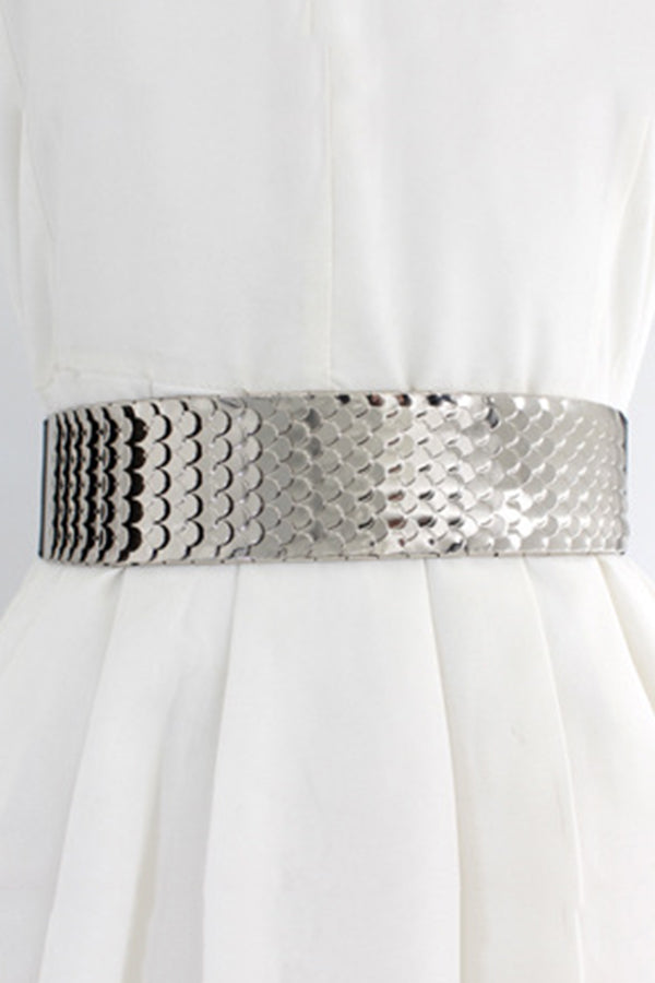 Fashionable Metal Fish Scale Elastic Belt