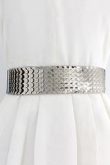 Fashionable Metal Fish Scale Elastic Belt