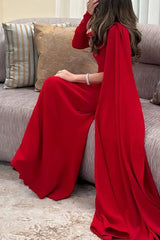Solid Color Elegant Single Long Sleeve Ribbon Slim Maxi Dress