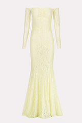 Sexy Off Shoulder Long-sleeved Lace Slim Fishtail Maxi Dress