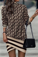 Lexi Printed High Neck Sweatshirt Mini Dress